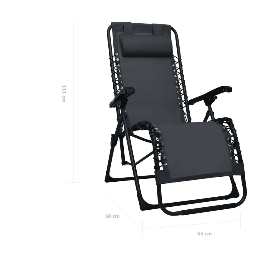 Chaise pliable de terrasse Noir Textilène - 8