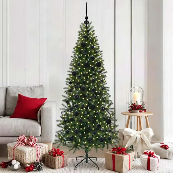 Sapin de Noël artificiel avec 300 LED Vert 180 cm PE et PVC