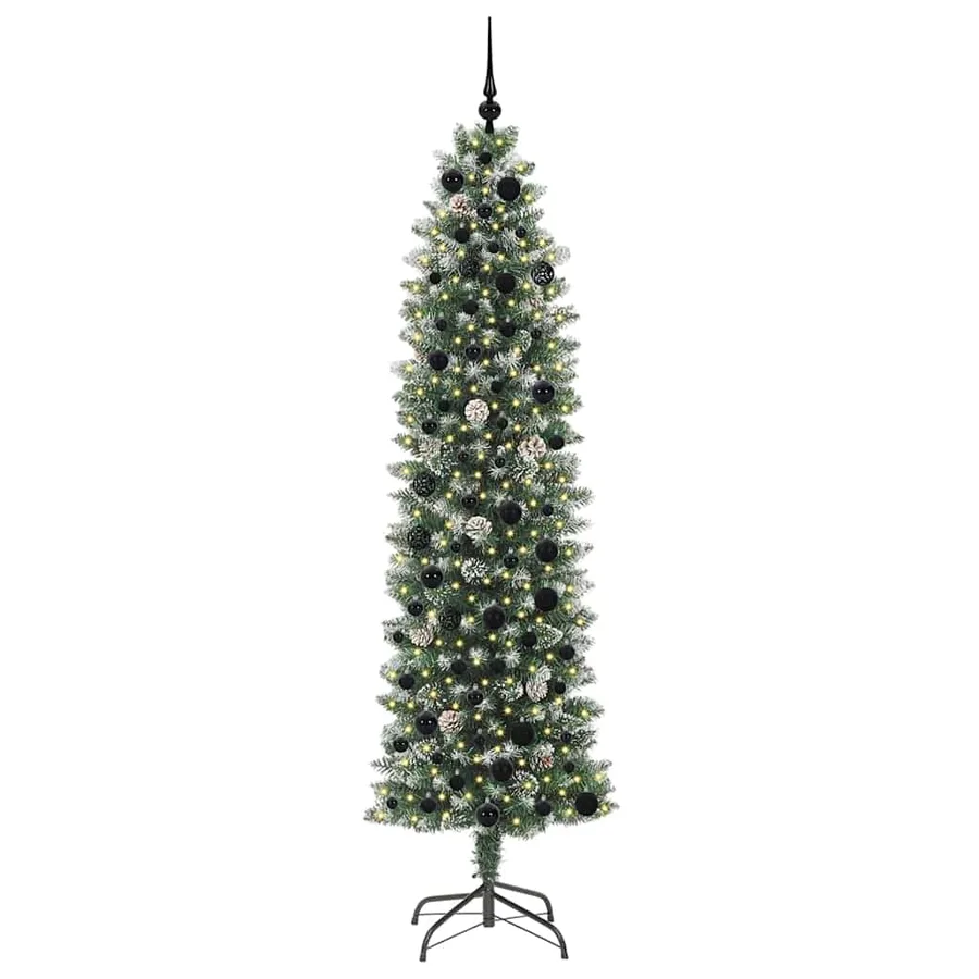 Arbre de Noël artificiel slim avec 300 LED Vert et blanc 210 cm - 3