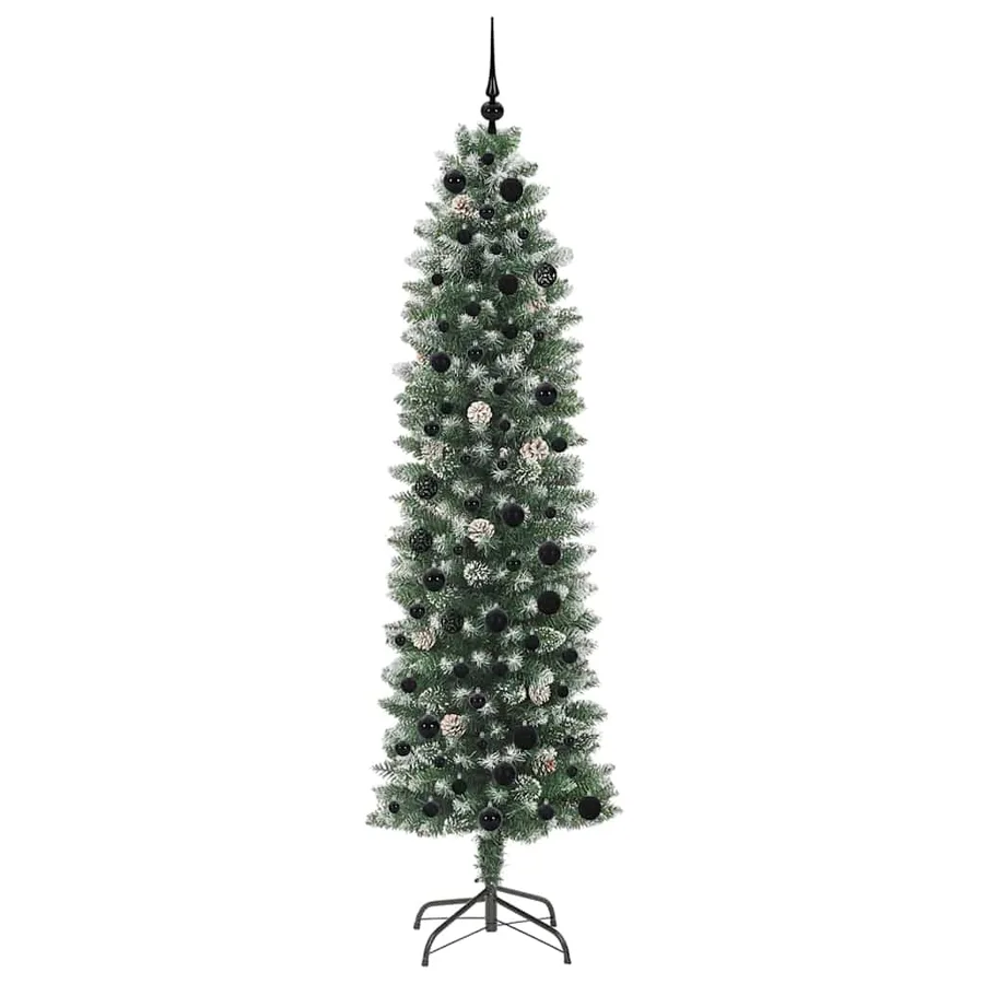 Arbre de Noël artificiel slim avec 300 LED Vert et blanc 210 cm - 4