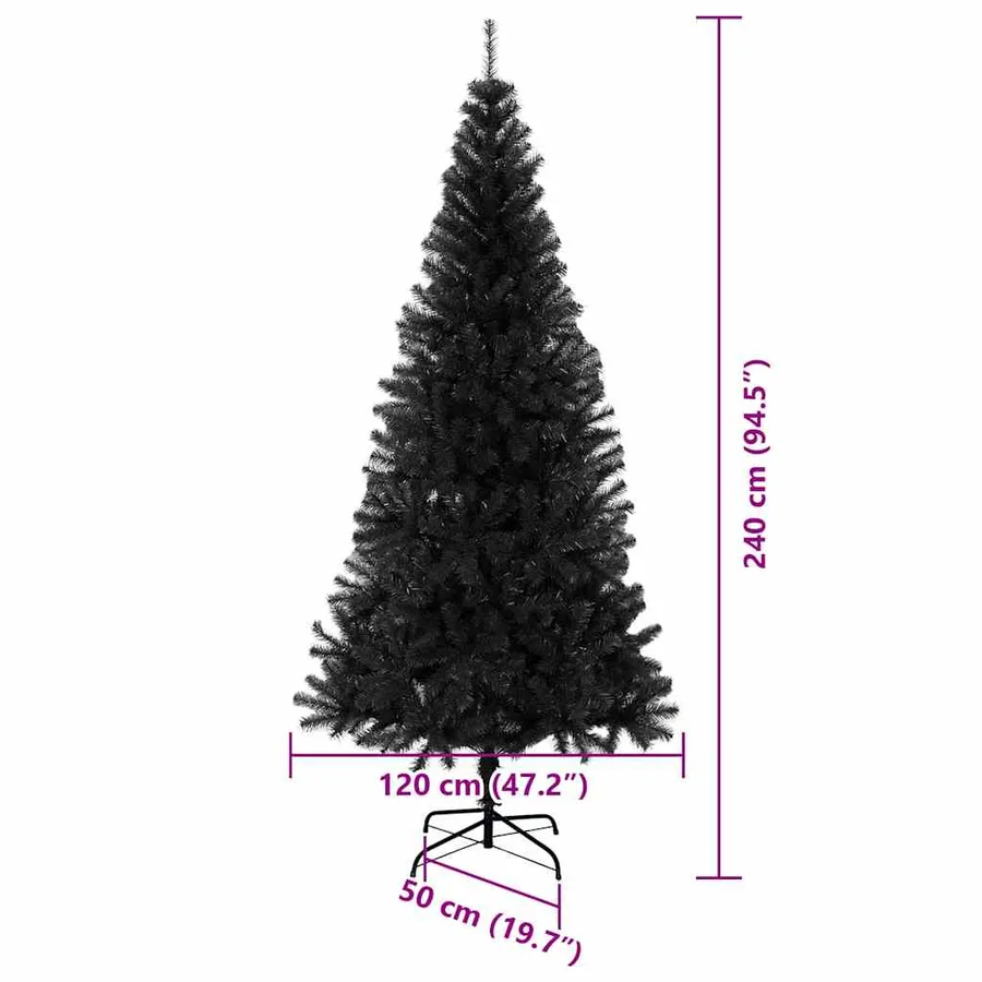 Sapin de Noël avec 300 LED avec support Noir 240 cm PVC - 14