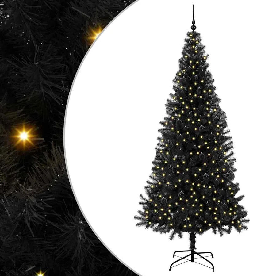 Sapin de Noël avec 300 LED avec support Noir 240 cm PVC - 2