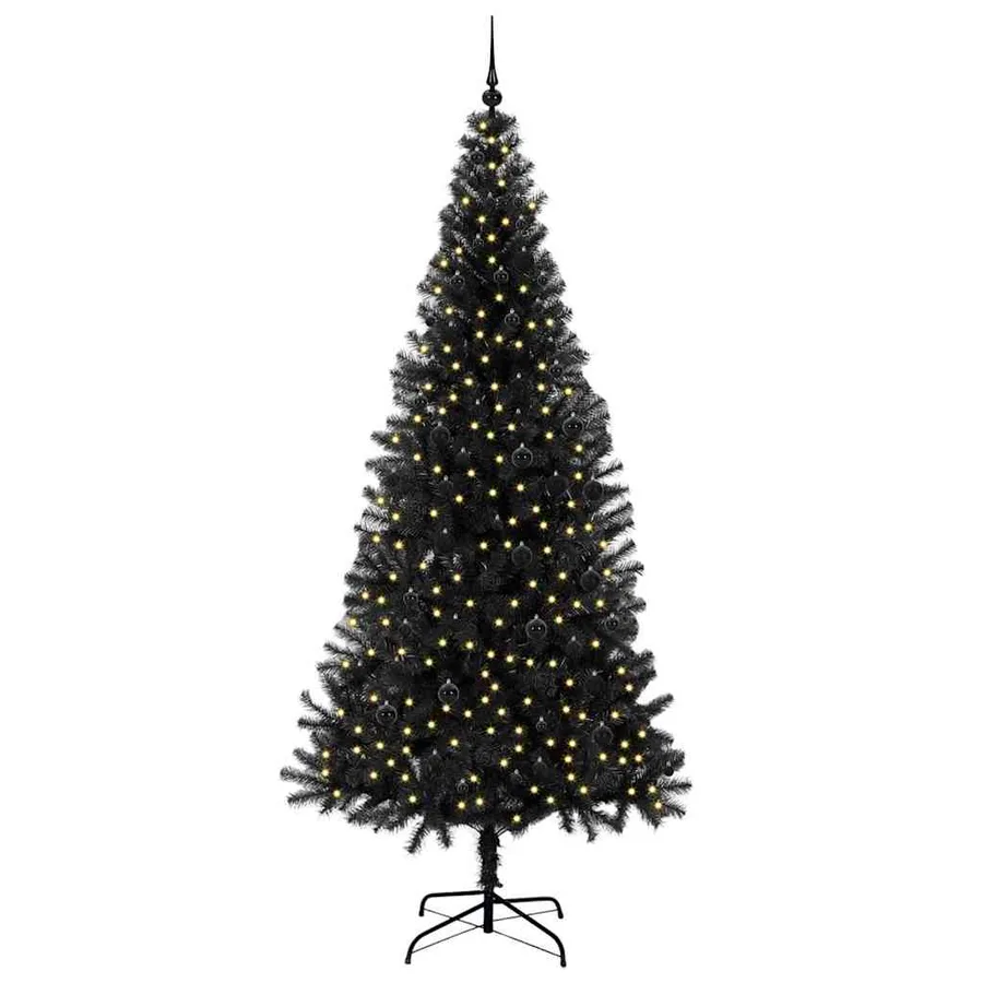 Sapin de Noël avec 300 LED avec support Noir 240 cm PVC - 3