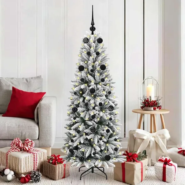 Sapin de Noël artificiel avec 150 LED avec support Blanc 150 cm