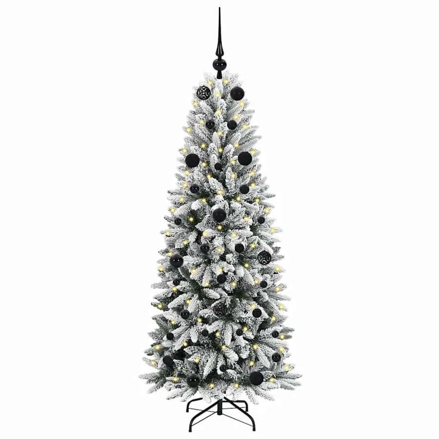 Sapin de Noël artificiel avec 150 LED avec support Blanc 150 cm - 3