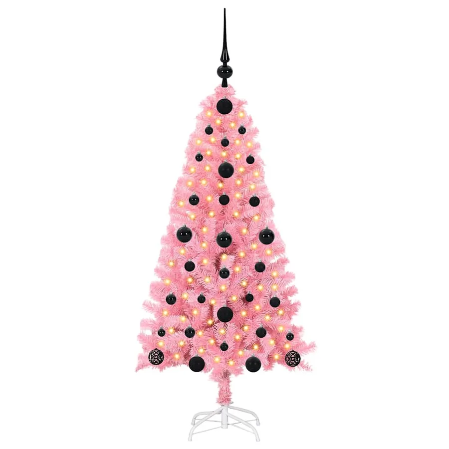 Sapin de Noël avec 150 LED avec support Rose 120 cm PVC - 3