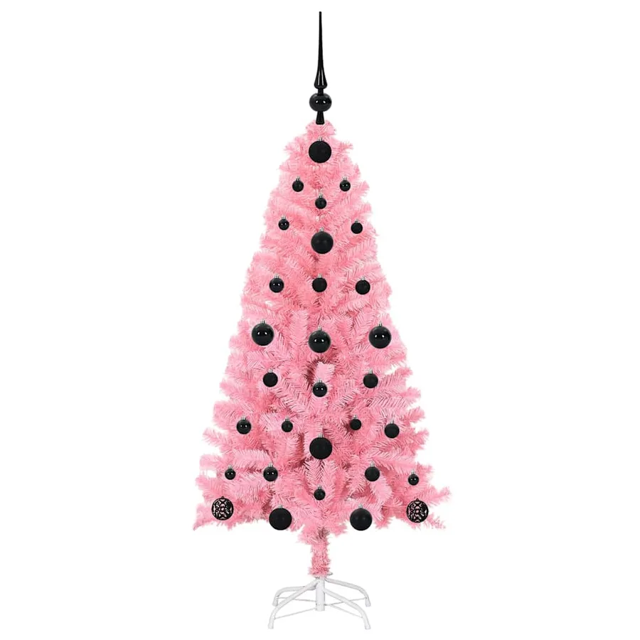 Sapin de Noël avec 150 LED avec support Rose 120 cm PVC - 4