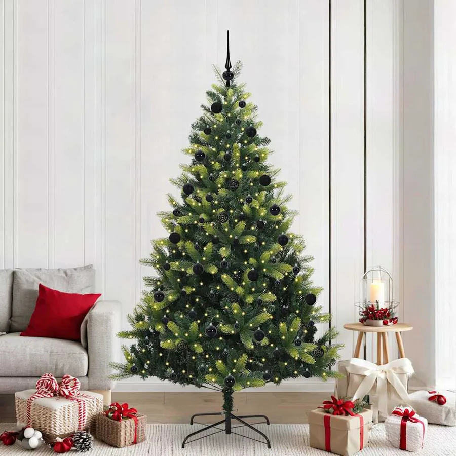 Arbre de Noël artificiel en silicone flexible 300 LEDs 210 cm
