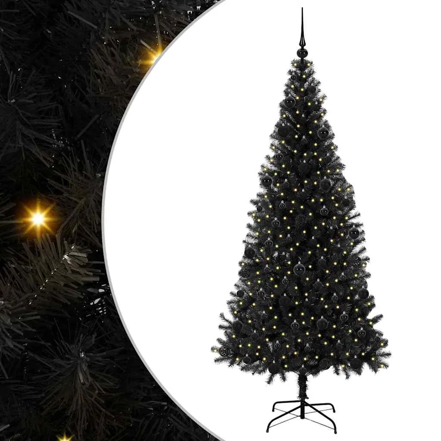 Sapin de Noël avec 300 LED avec support Noir 210 cm PVC - 2