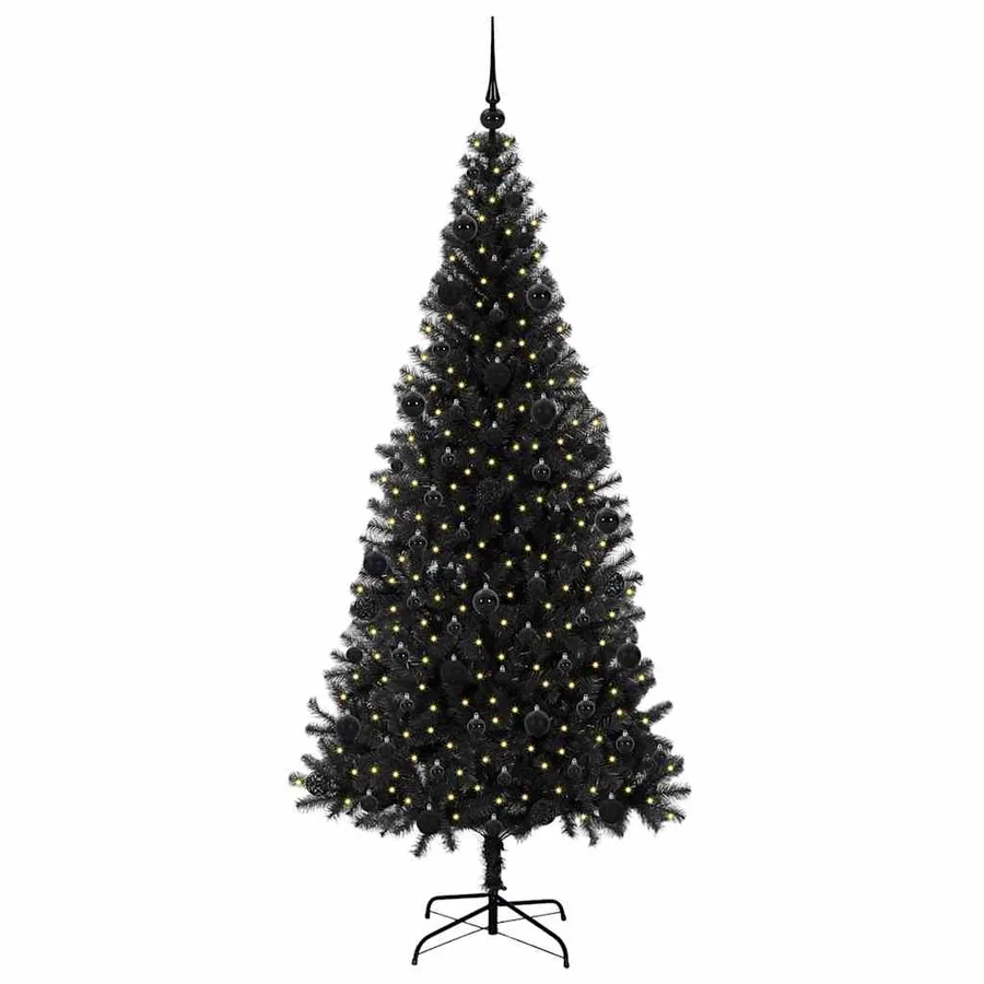 Sapin de Noël avec 300 LED avec support Noir 210 cm PVC - 3