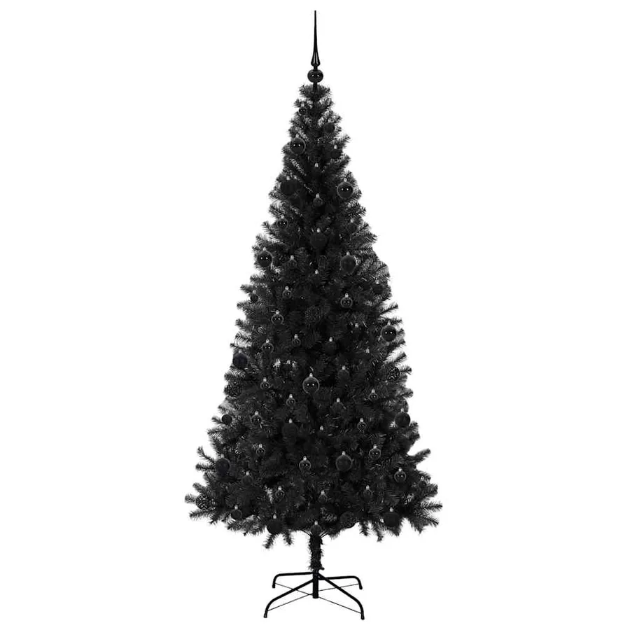 Sapin de Noël avec 300 LED avec support Noir 210 cm PVC - 4