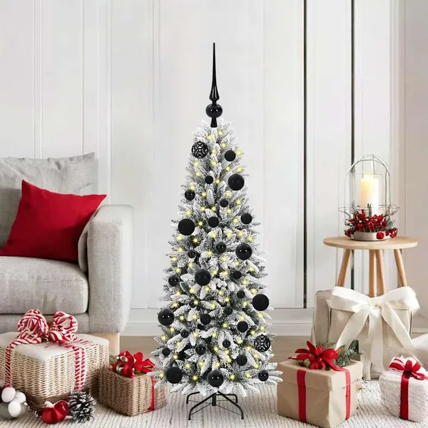 Sapin de Noël artificiel avec 150 LED avec support Blanc 120 cm