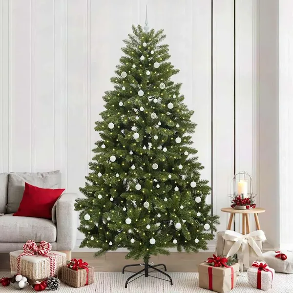 Sapin de Noël artificiel avec 300 LED Vert 240 cm PVC et métal