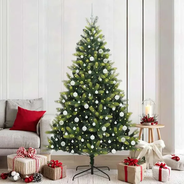 Arbre de Noël artificiel en silicone flexible 300 LEDs 210 cm