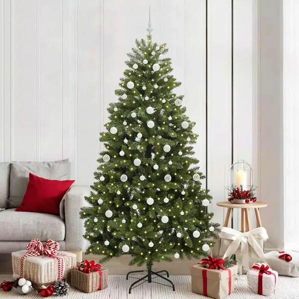Sapin de Noël artificiel avec 300 LED Vert 210 cm PVC et métal