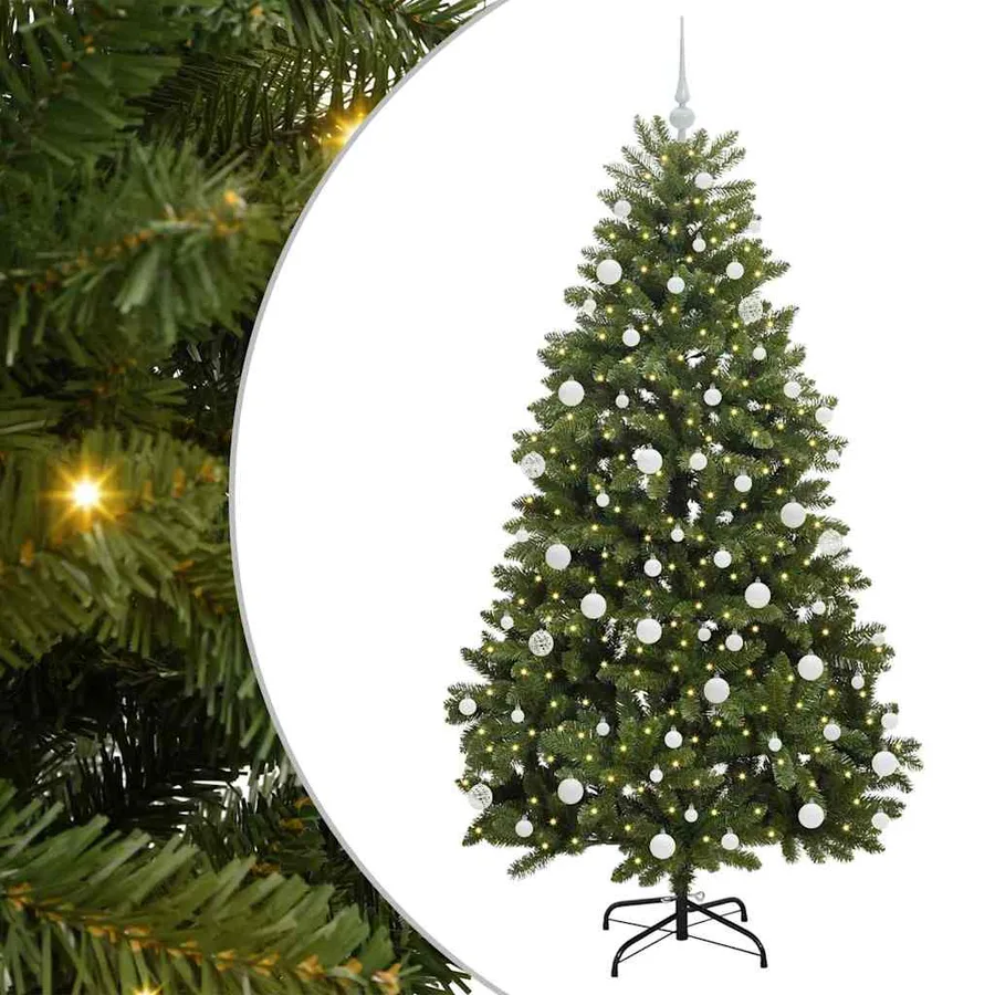 Sapin de Noël artificiel avec 300 LED Vert 180 cm PVC et métal - 2