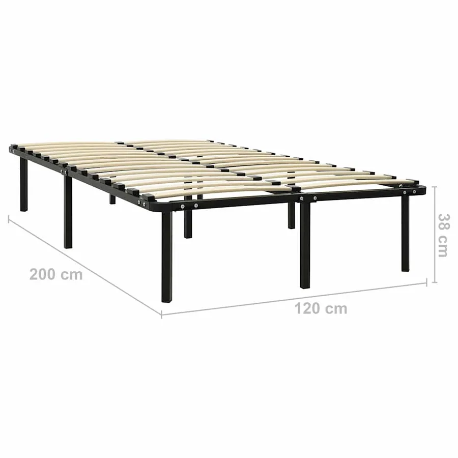 Cadre de lit sans matelas noir métal 120x200 cm - 7