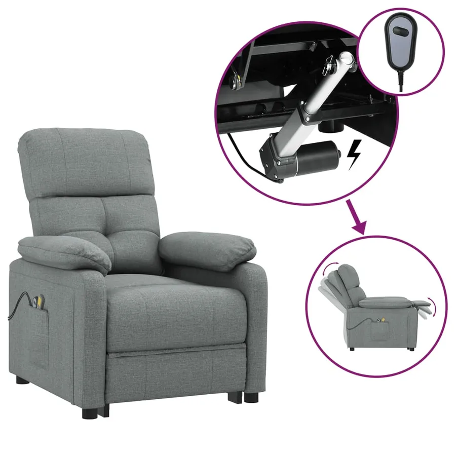 Fauteuil électrique de massage Gris foncé Tissu - 2