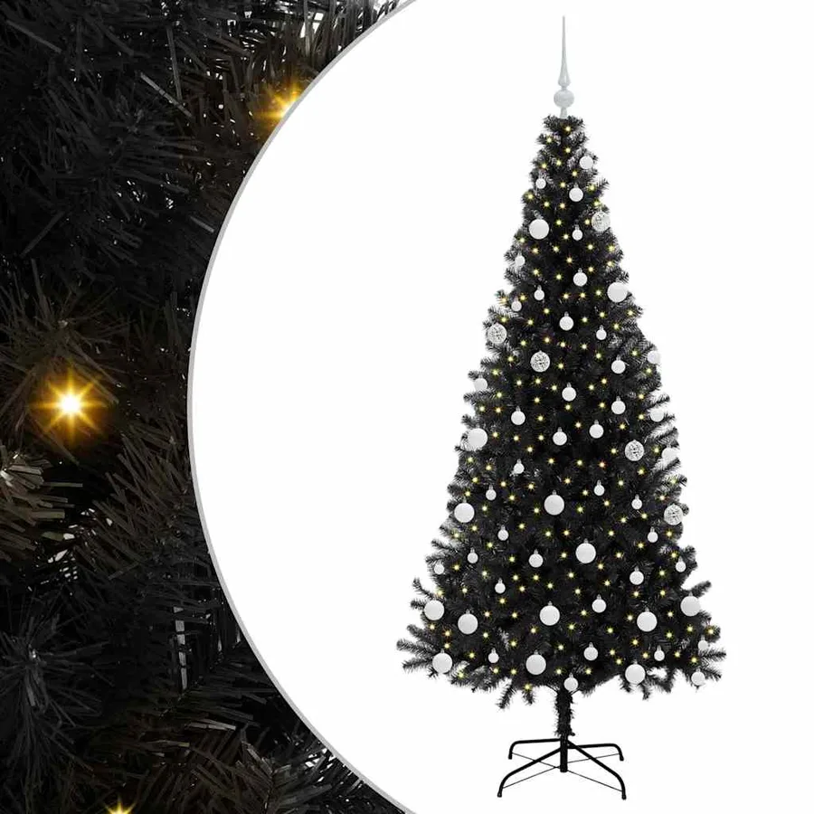 Sapin de Noël avec 300 LED avec support Noir 180 cm PVC - 2