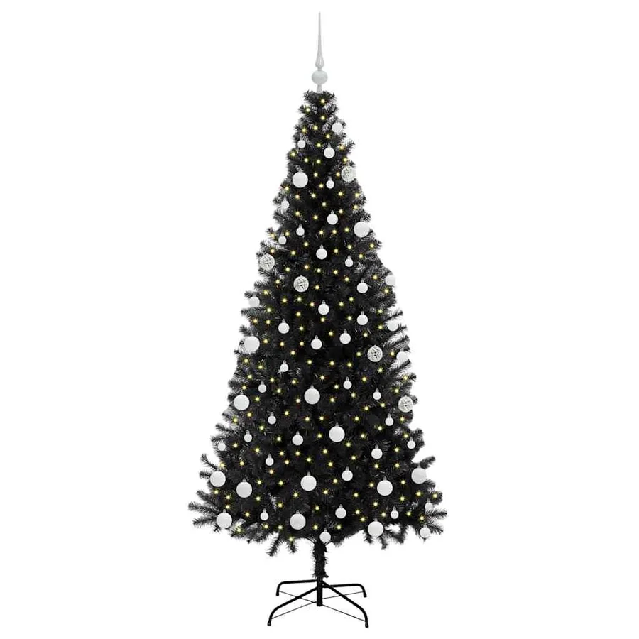 Sapin de Noël avec 300 LED avec support Noir 180 cm PVC - 3