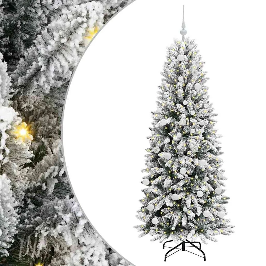 Sapin de Noël artificiel avec 300 LED avec support Blanc 180 cm - 2