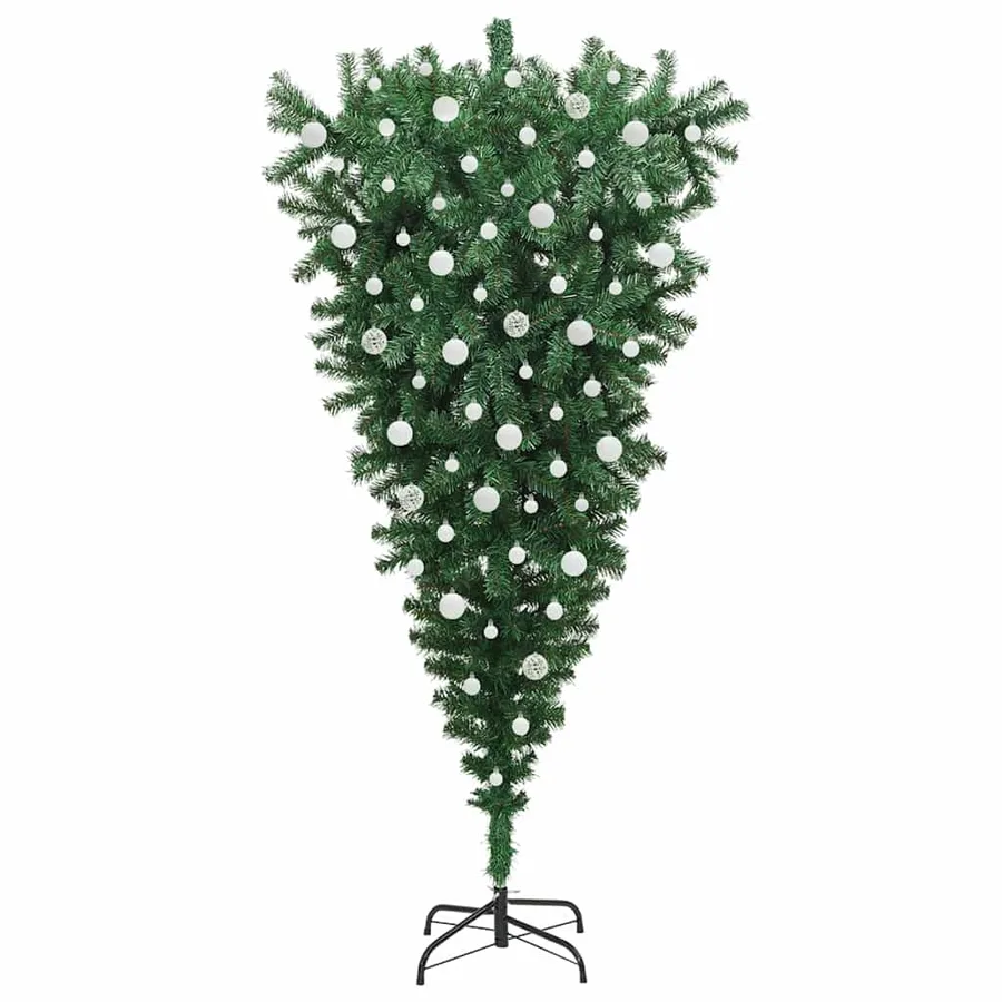 Sapin de Noël artificiel pré-éclairé à l'envers avec ensemble de boules - 4