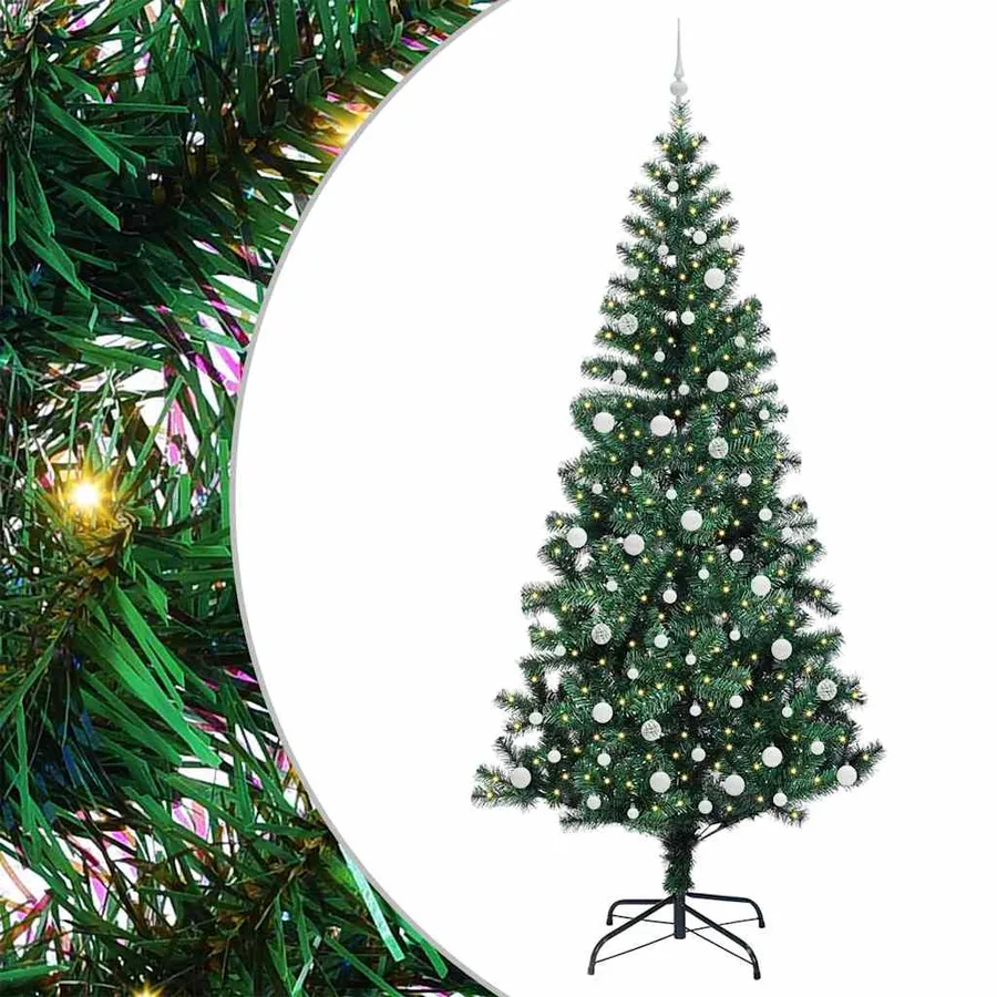 Sapin de Noël artificiel pré-éclairé Vert 240 cm PVC et métal - 2