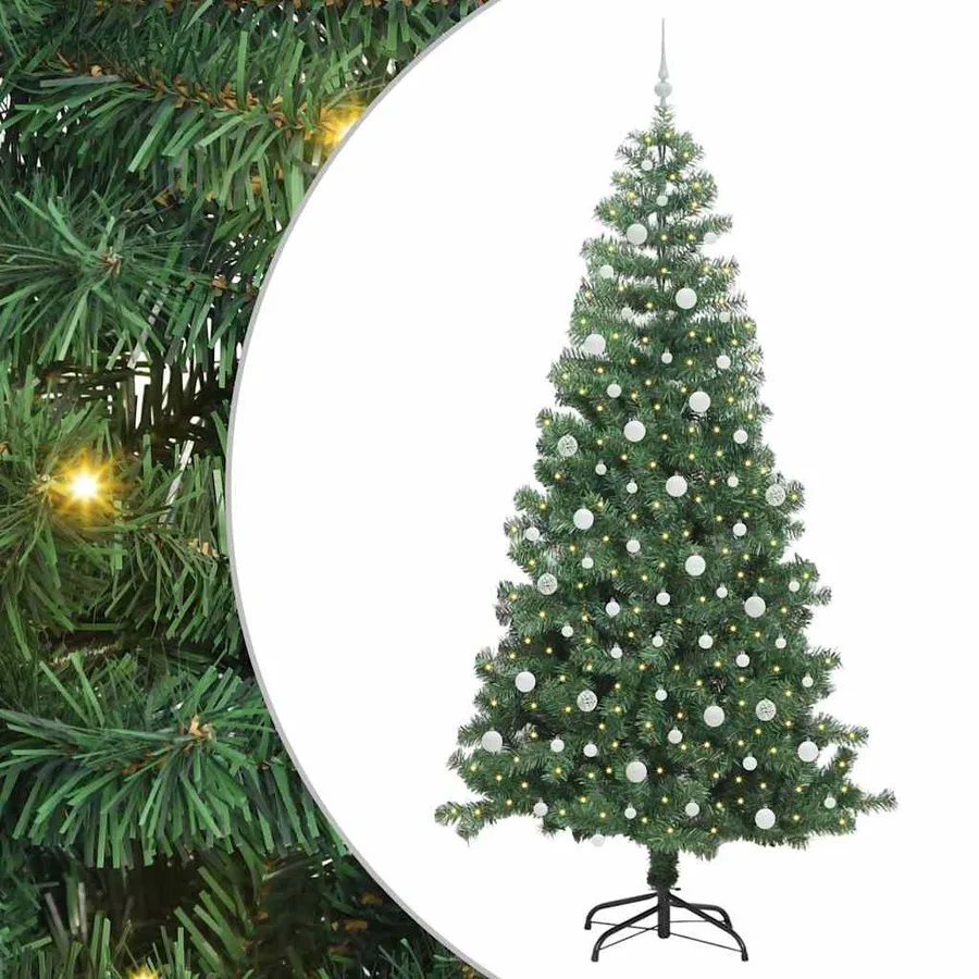 Sapin de Noël avec 300 LED avec support Vert 240 cm PVC - 2