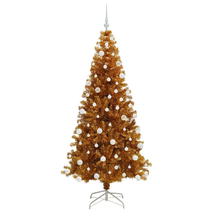 Sapin de Noël avec 300 LED avec support Doré 180 cm PET - 4