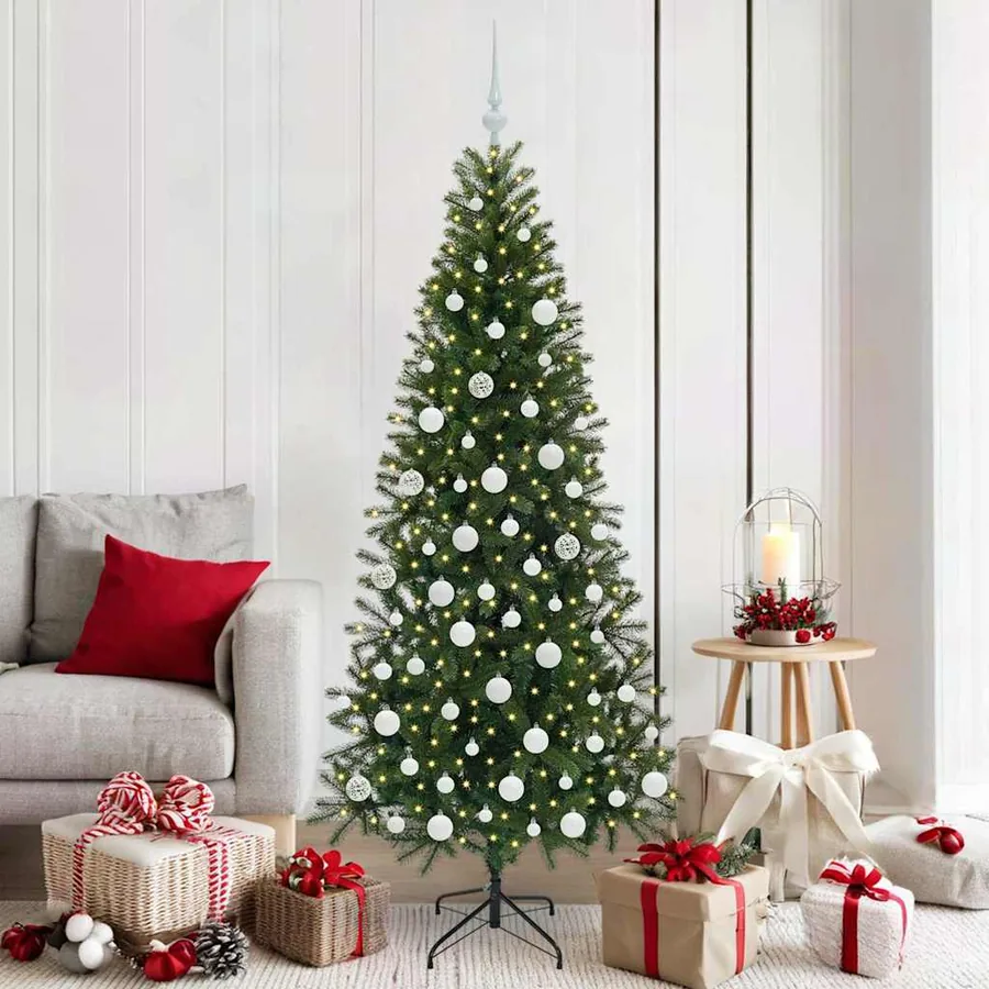Sapin de Noël artificiel avec 300 LED Vert 180 cm PE et PVC