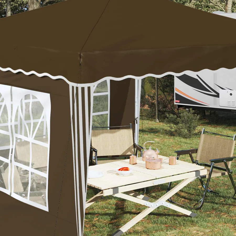Tente de fête pop-up 288 x 288 x 245 cm Taupe Tissu Oxford - 4