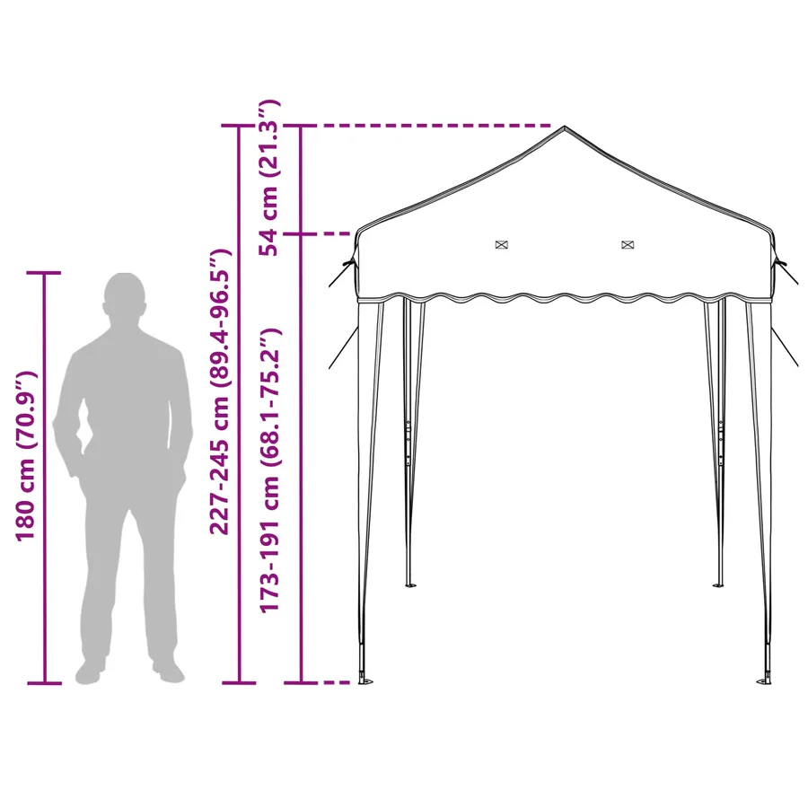 Tente de fête pop-up 195 x 195 x 245 cm Marron Tissu Oxford - 17