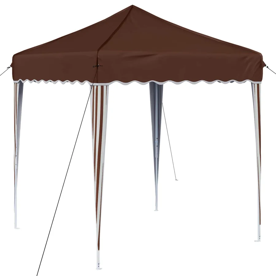 Tente de fête pop-up 195 x 195 x 245 cm Marron Tissu Oxford - 2