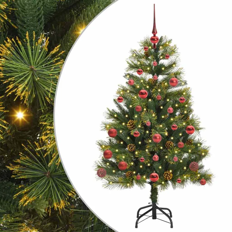 Sapin de Noël artificiel avec branches pliables et cônes 150 cm - 2