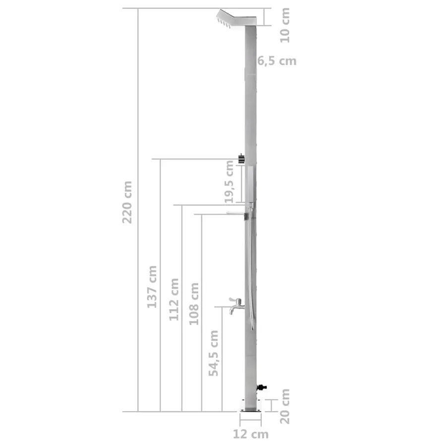 Douche de jardin avec base gris 225 cm Acier inoxydable - 17