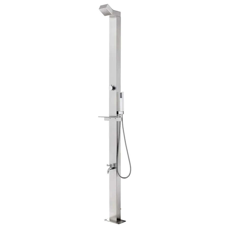 Douche de jardin avec base gris 225 cm Acier inoxydable - 3