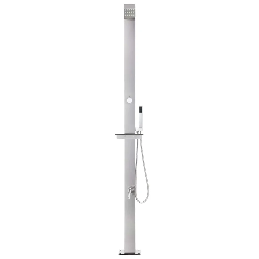 Douche de jardin avec base gris 225 cm Acier inoxydable - 4