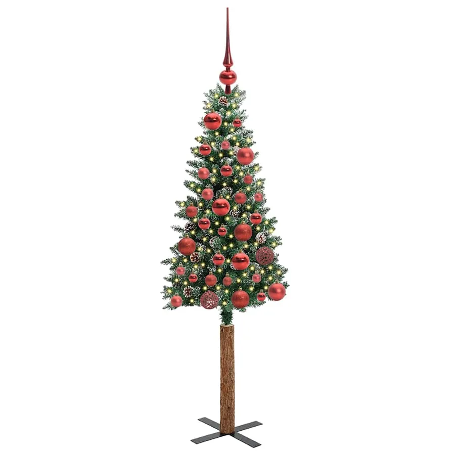Sapin de Noël mince Vert 150 cm PVC et bois de pin massif - 3