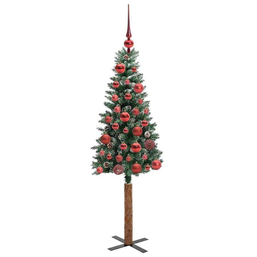 Sapin de Noël mince Vert 150 cm PVC et bois de pin massif - 4