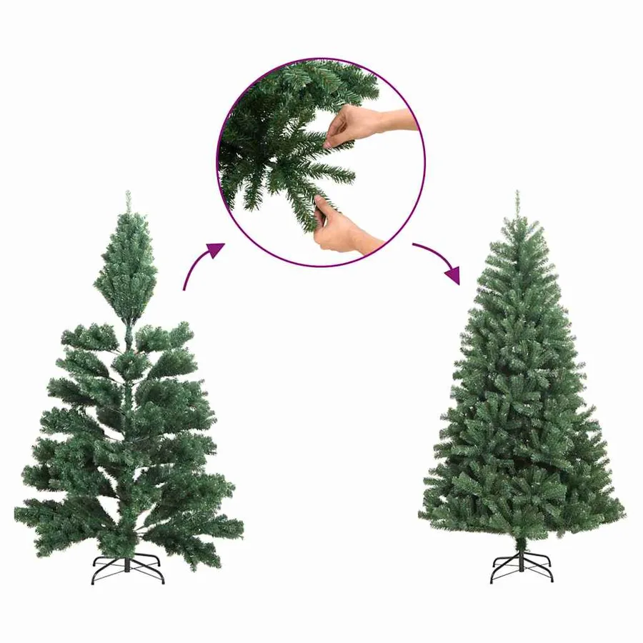 Sapin de Noël avec 150 LED avec support Vert 120 cm PVC - 14
