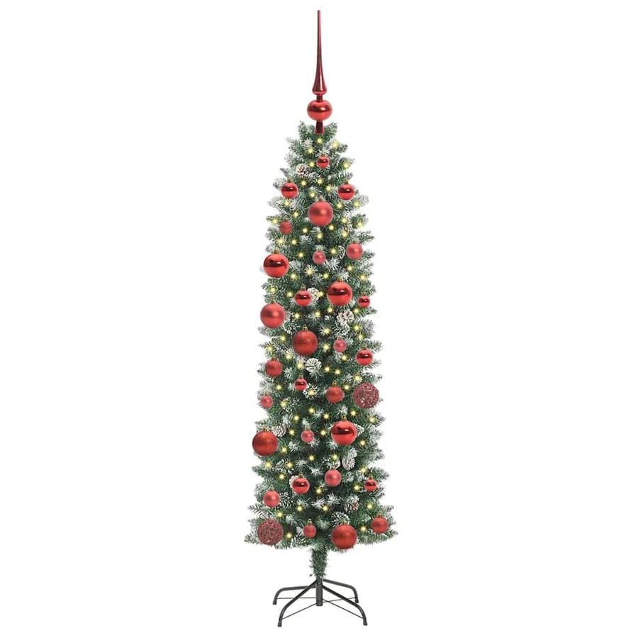 Arbre de Noël artificiel slim avec 150 LED Vert et blanc 150 cm - 3