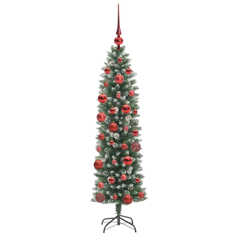 Arbre de Noël artificiel slim avec 150 LED Vert et blanc 150 cm - 4