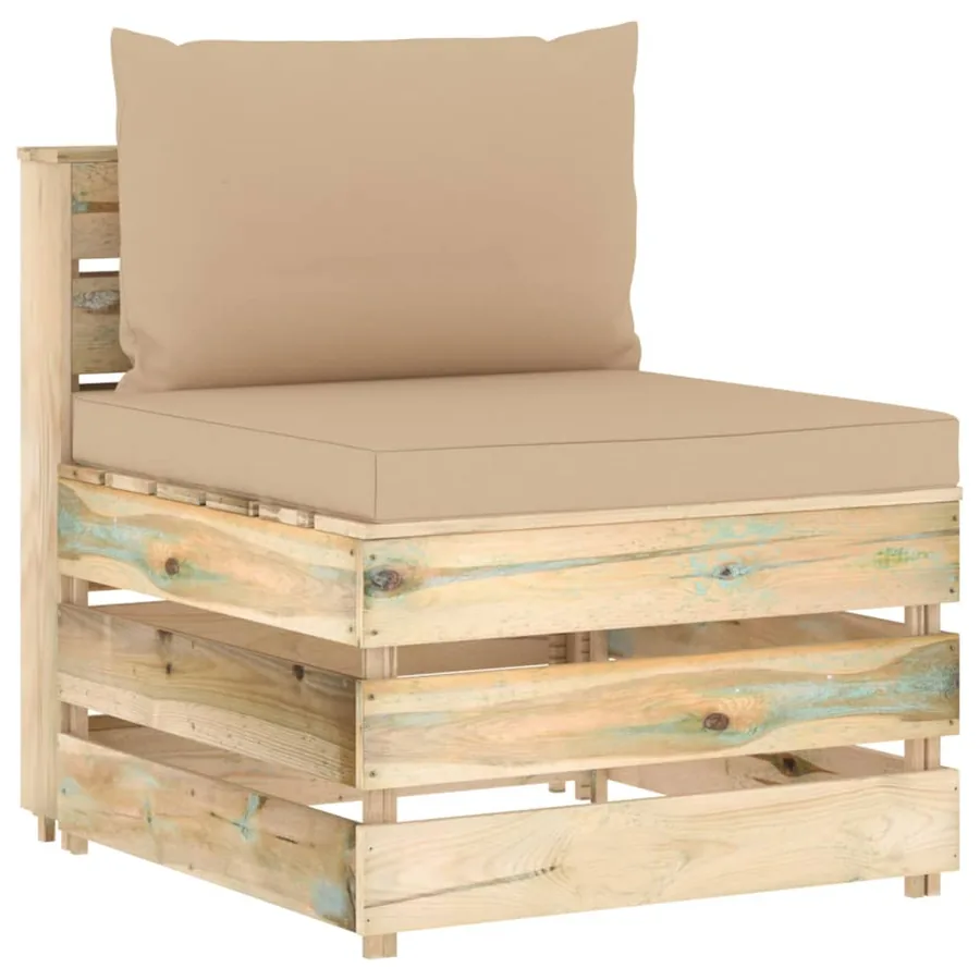 Canapé central sectionnel avec coussins Bois imprégné de vert
