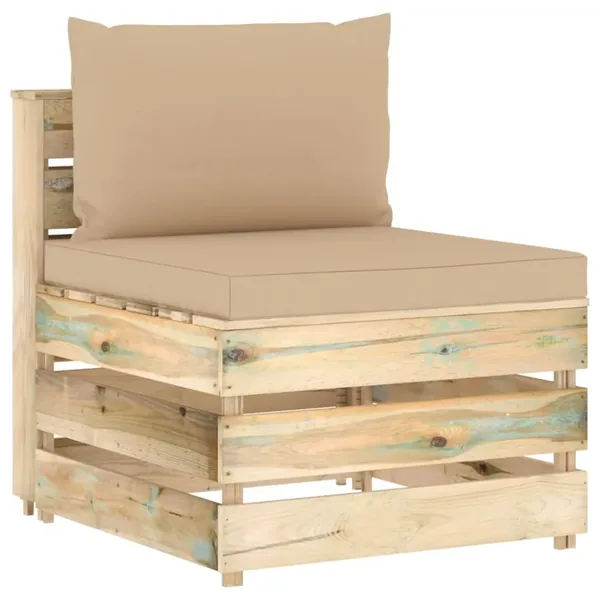 Canapé central sectionnel avec coussins Bois imprégné de vert