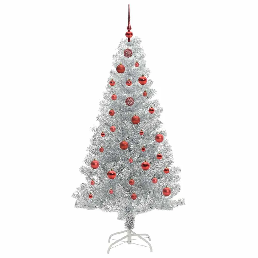 Sapin de Noël avec 150 LED avec support Argent 150 cm PET - 4