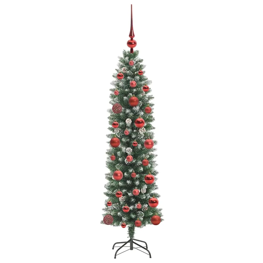 Arbre de Noël artificiel slim avec 150 LED Vert et blanc 120 cm - 4