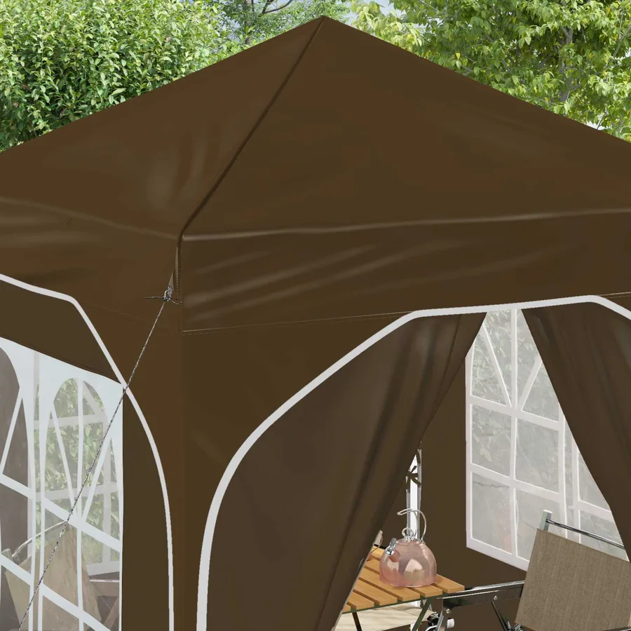 Tente de fête pop-up 192 x 192 x 245 cm Taupe - 4