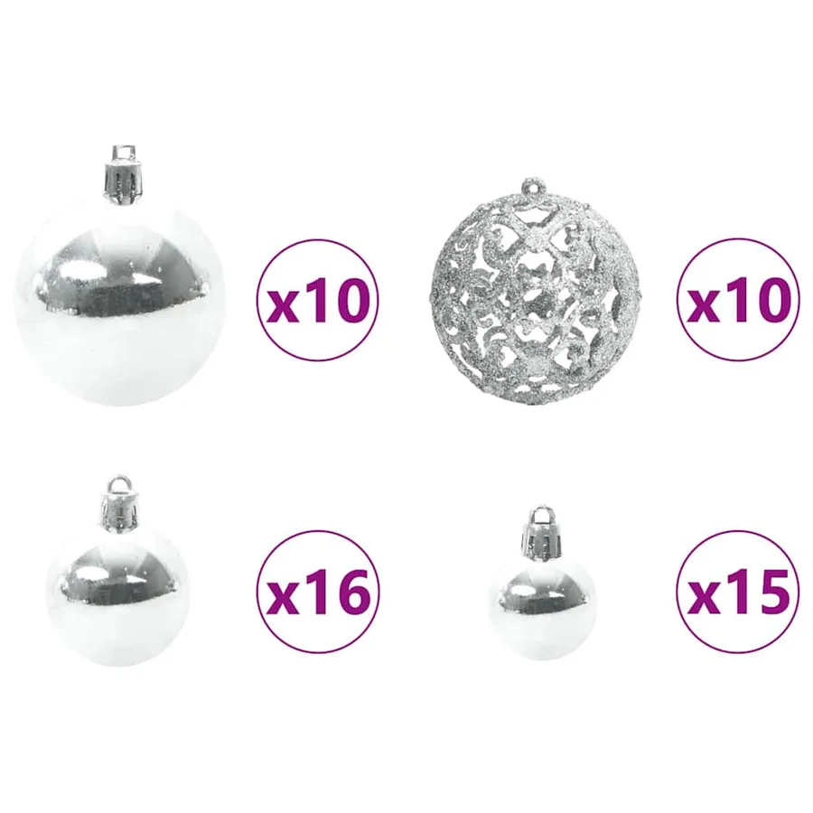 Ensemble de Boules de Noël 120 pcs Argent Plastique - 5