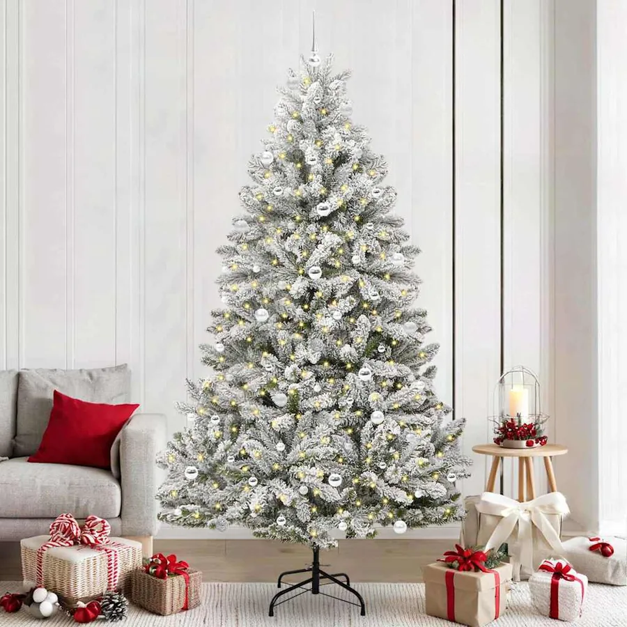 Sapin de Noël artificiel Vert et blanc 240 cm PVC et métal