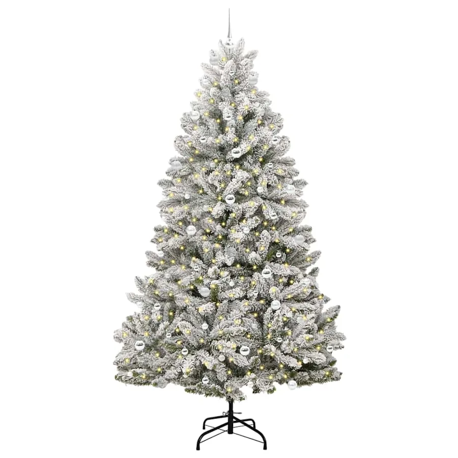 Sapin de Noël artificiel Vert et blanc 240 cm PVC et métal - 3